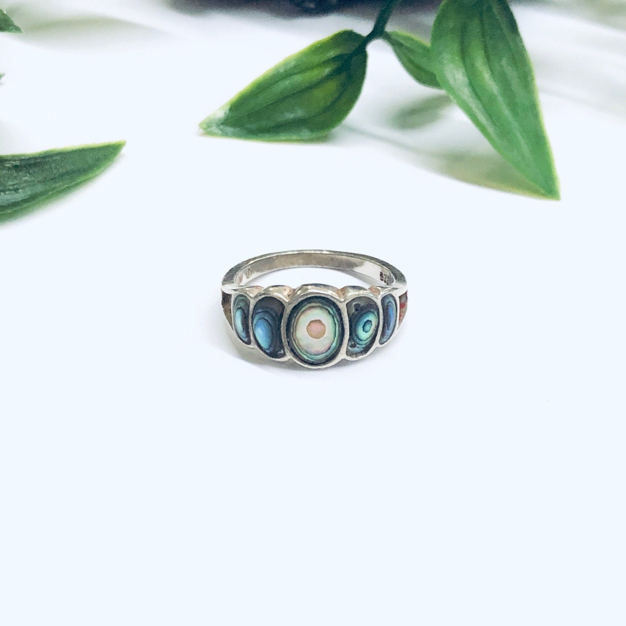 Vintage Abalone Ring, Vintage Silver Ring, Shell Jewelry, Abalone Jewelry, Unique Ring, Statement Ring