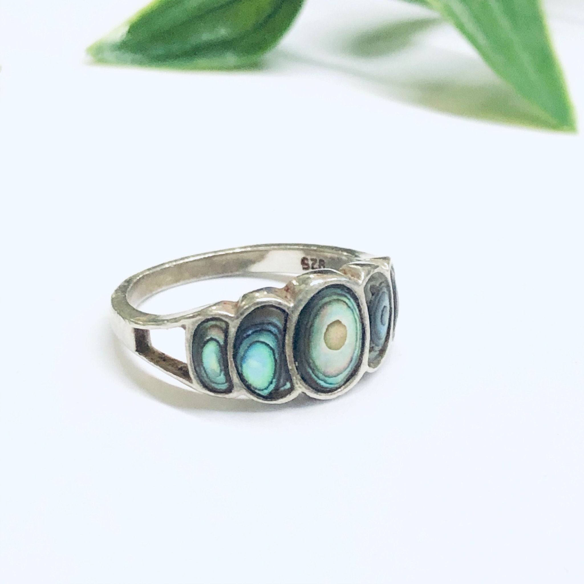 Vintage Abalone Ring, Vintage Silver Ring, Shell Jewelry, Abalone Jewelry, Unique Ring, Statement Ring