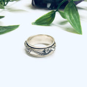 Vintage Silver Spinner Ring, Dragon Spinner Ring, Dragon Jewelry, Meditation Ring, Thin Band Ring