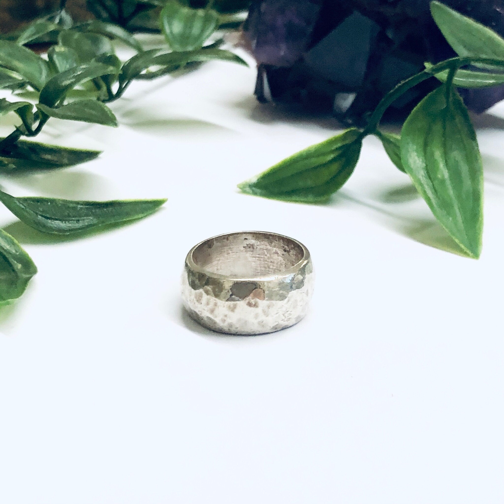 Thick Band Hammered Ring, Hammered Silver Ring, Vintage Silver Ring, Hammered Silver Jewelry, Statement Jewelry