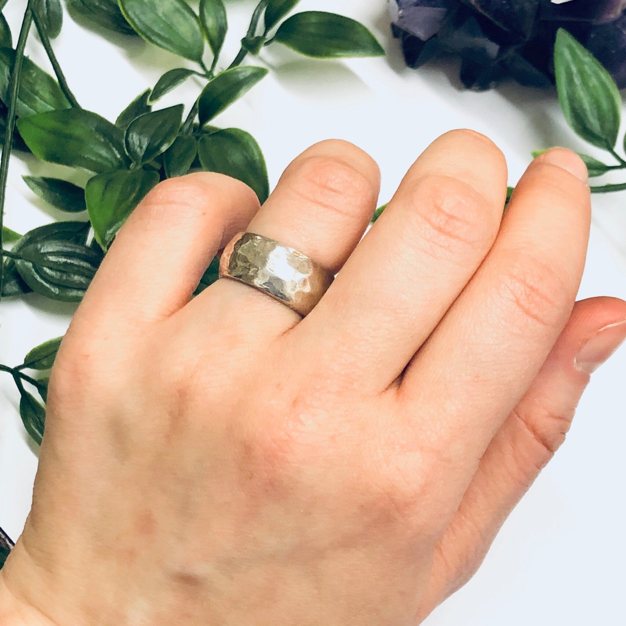 Thick Band Hammered Ring, Hammered Silver Ring, Vintage Silver Ring, Hammered Silver Jewelry, Statement Jewelry