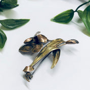 Vintage Flower Brooch, Gold Filled Pin, Silver Brooch, Gold and Silver Pin, Floral Jewelry
