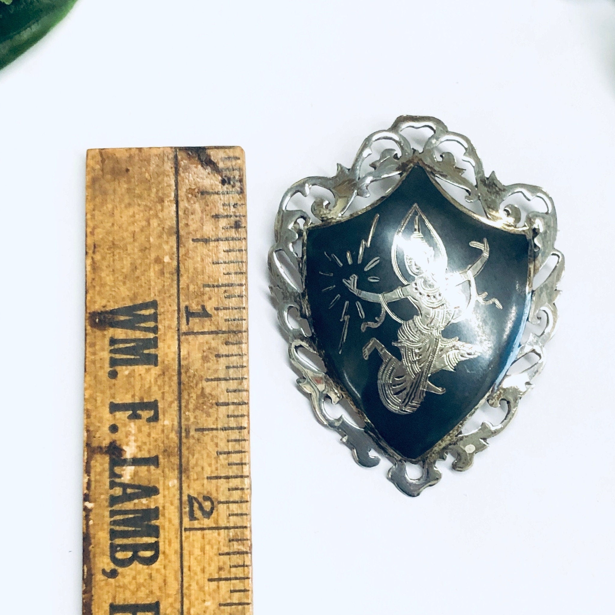 Signed Amfarco Siam Sterling Brooch, Siam Sterling Jewelry, Goddess Brooch, Mekkala Pin, Goddess of Lightening, Silver Pin