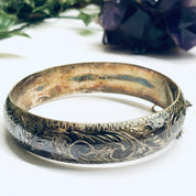 Vintage Etched Silver Bangle, Etched Bracelet, Vintage Bracelet, Vintage Bangle, Swirl Etching Bracelet