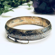 Vintage Etched Silver Bangle, Etched Bracelet, Vintage Bracelet, Vintage Bangle, Swirl Etching Bracelet