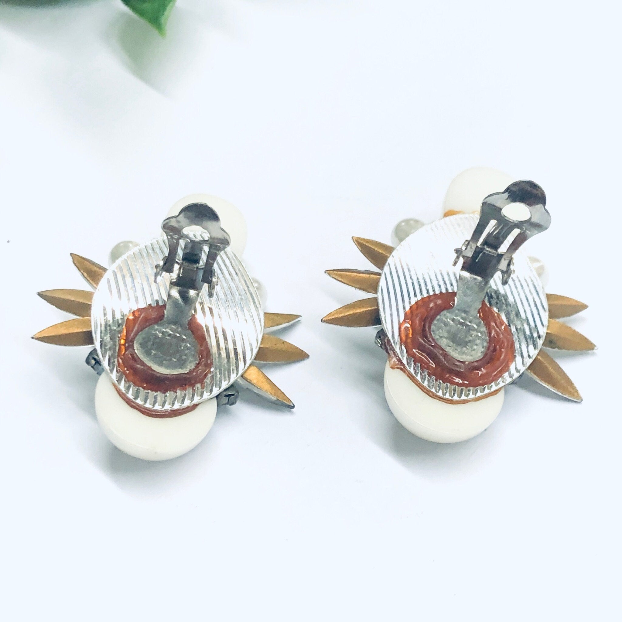 Vintage Clip On Pearl Earrings, Faux Pearl Earrings, Vintage Costume Jewelry, Rhinestone Clip On Earrings, Rhinestone and Pearl Earrings