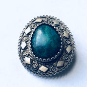 Vintage Silver Brooch and Pendant, Green Stone Pendant, flower Jewelry, Floral Design Pin, Mothers Day Gift