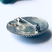 Vintage Silver Brooch and Pendant, Green Stone Pendant, flower Jewelry, Floral Design Pin, Mothers Day Gift