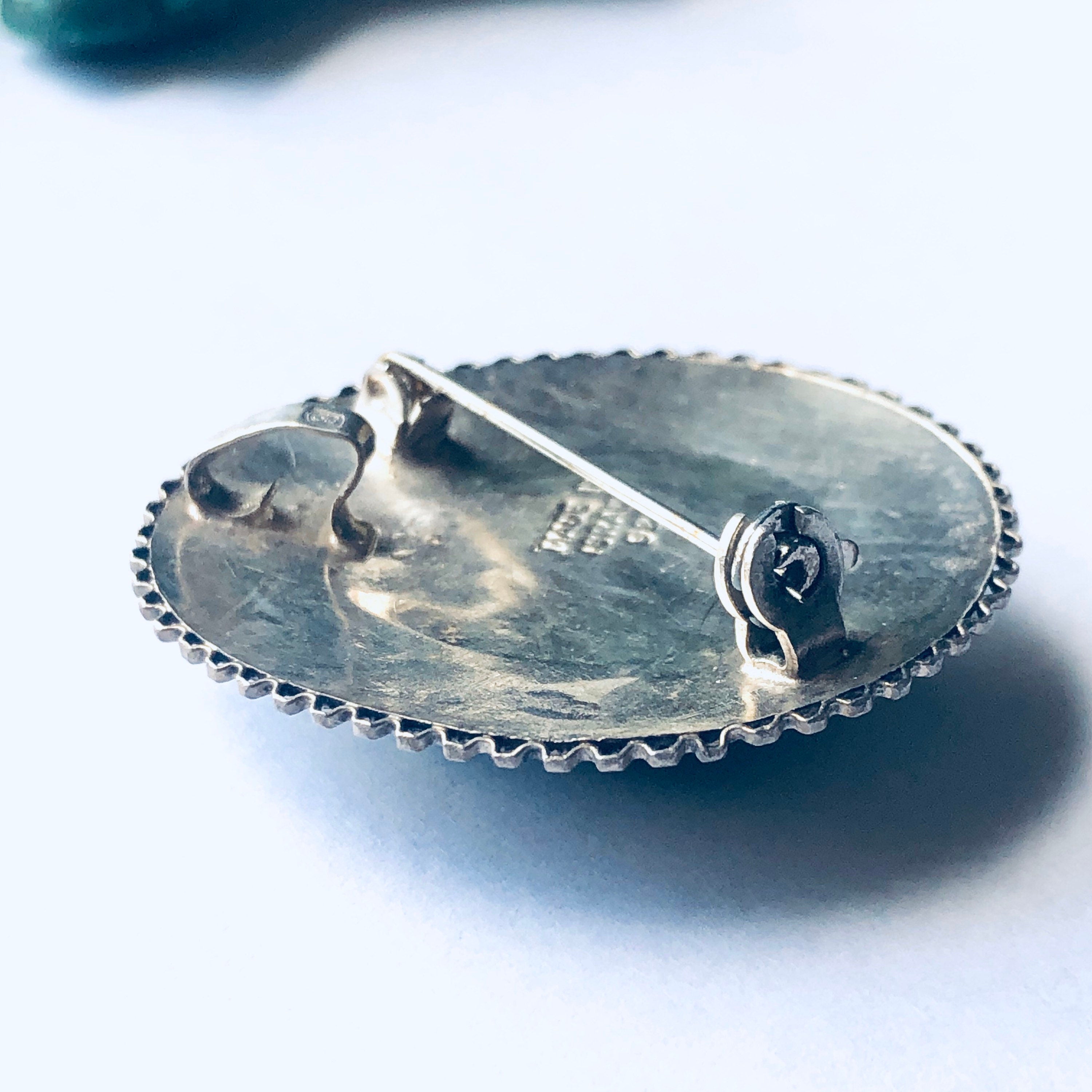 Vintage Silver Brooch and Pendant, Green Stone Pendant, flower Jewelry, Floral Design Pin, Mothers Day Gift