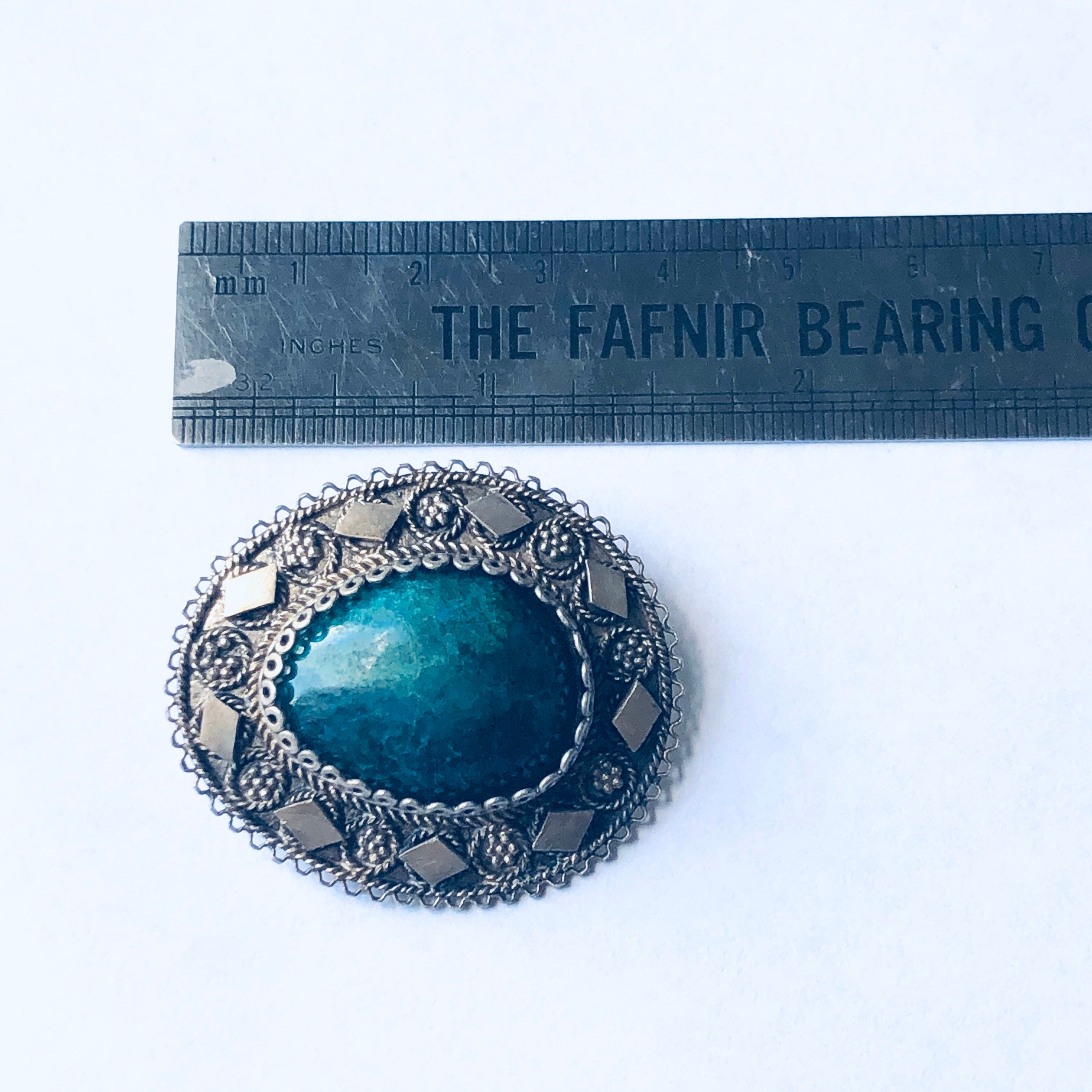 Vintage Silver Brooch and Pendant, Green Stone Pendant, flower Jewelry, Floral Design Pin, Mothers Day Gift