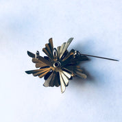 Vintage Brooch, Gold Toned Brooch, Vintage Costume Jewelry, Black and Gold Pin, gold Toned Pendant, Rhinestone Pin