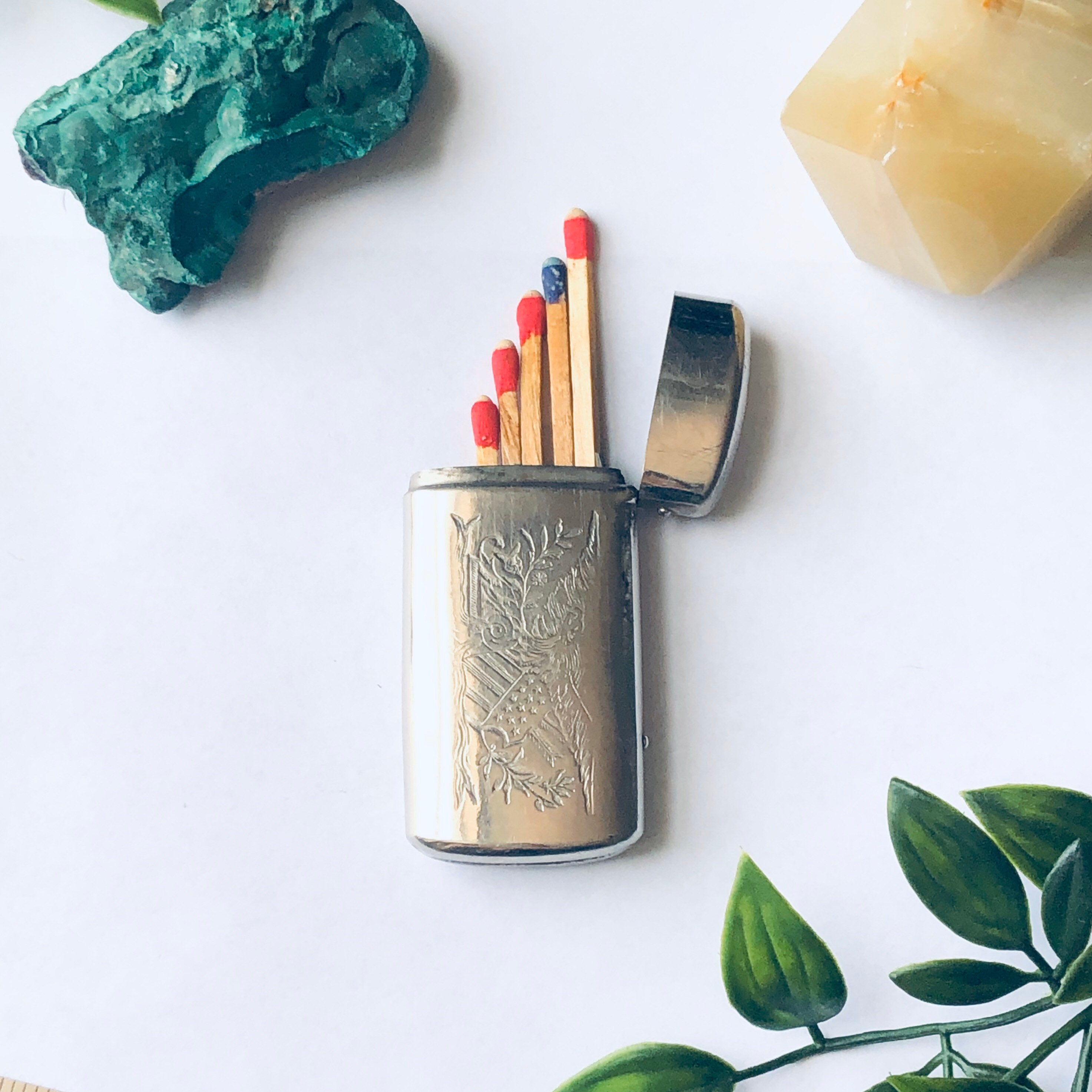 Vintage Strike Anywhere Match Holder, Vintage Match Holder, Eagle and Flag March Holder, Vintage Smoking Collectible