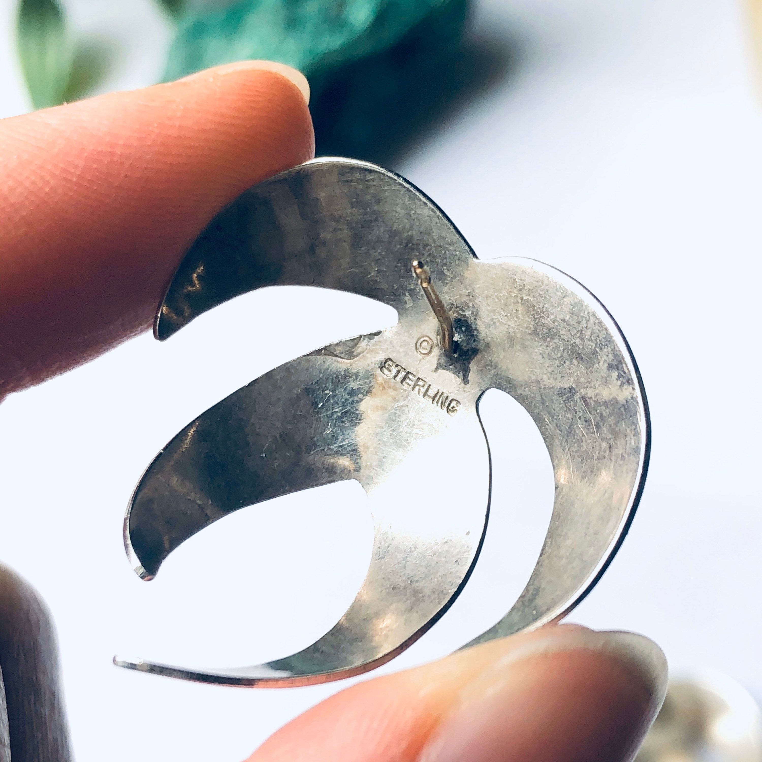 Vintage Silver Leaf Earrings, Monstera Leaf Earrings, Earrings for Pierced Ears, Vintage Statement Jewelry, Unique Earrings