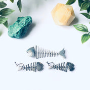 Vintage Antonio Pineda Fish Bone Design Brooch and Earrings, Taxco Modernist Designer Jewelry, Screw Back Fish Earrings, Fish Bone Brooch