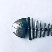 Vintage Antonio Pineda Fish Bone Design Brooch and Earrings, Taxco Modernist Designer Jewelry, Screw Back Fish Earrings, Fish Bone Brooch
