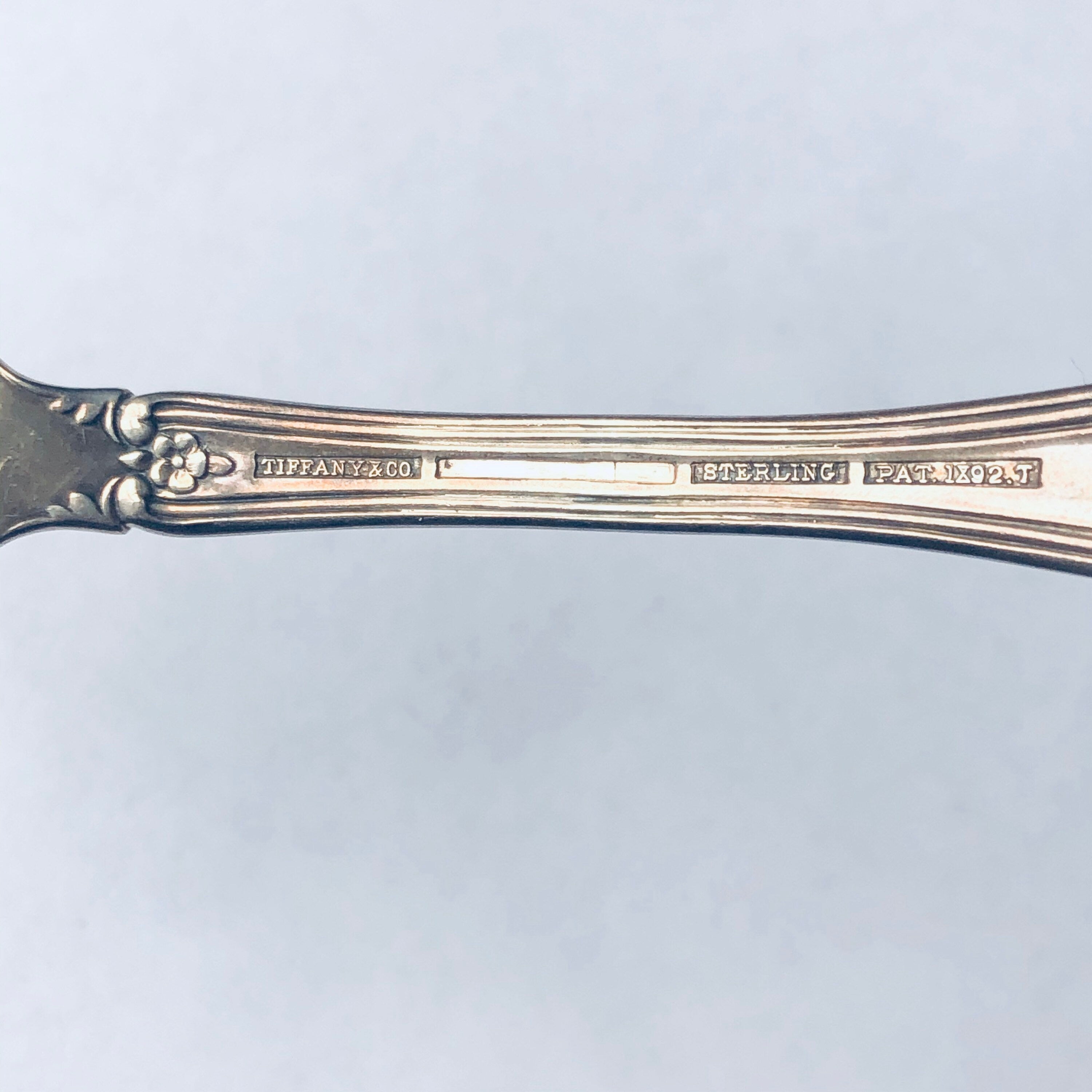Antique Tiffany & Co Sterling Silver Sugar Shover Spoon Monogrammed Gold Wash