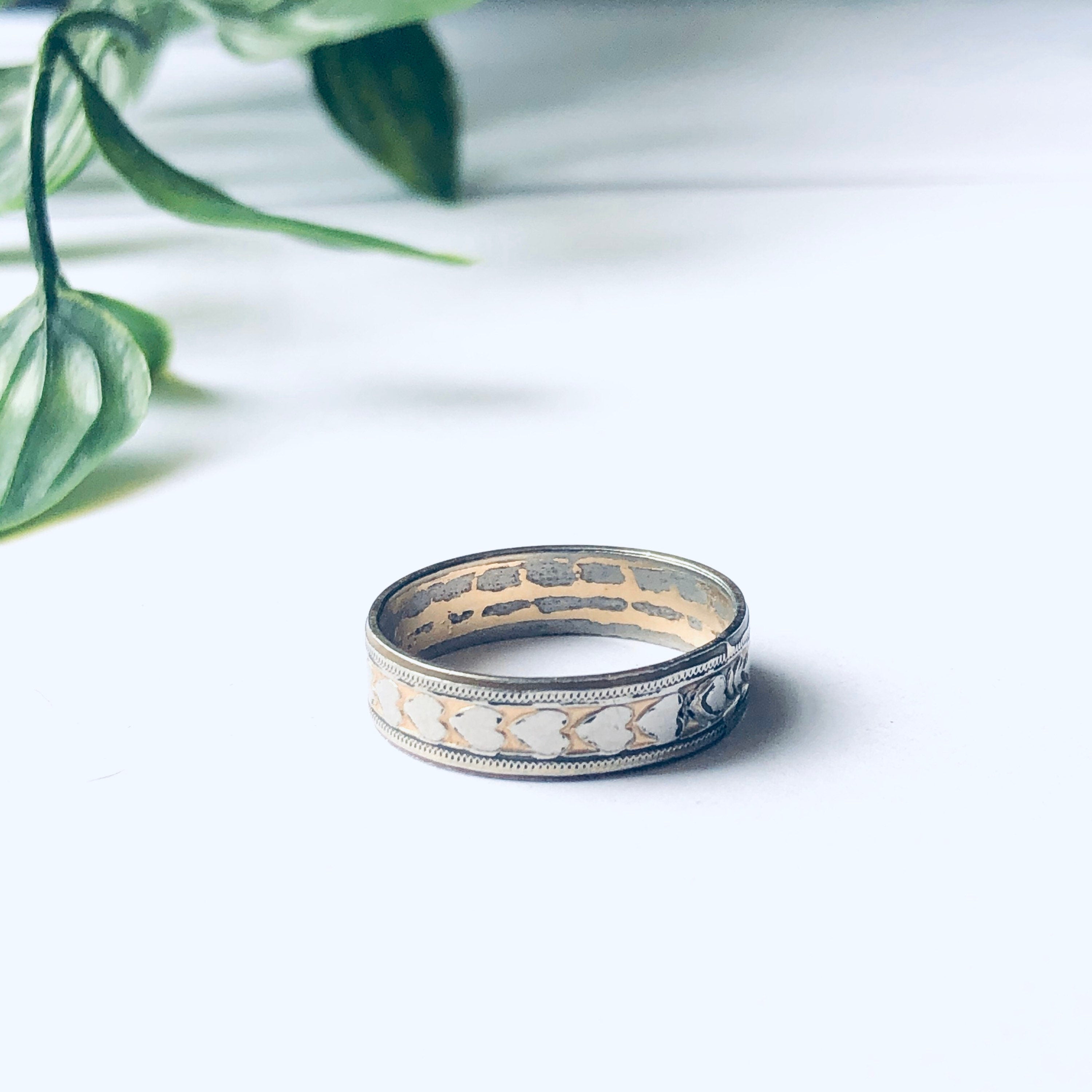 Vintage Heart Band Ring, Gold Filled Heart Ring, Stackable Ring, Stacking Ring, Vintage Jewelry, Thing Band Ring
