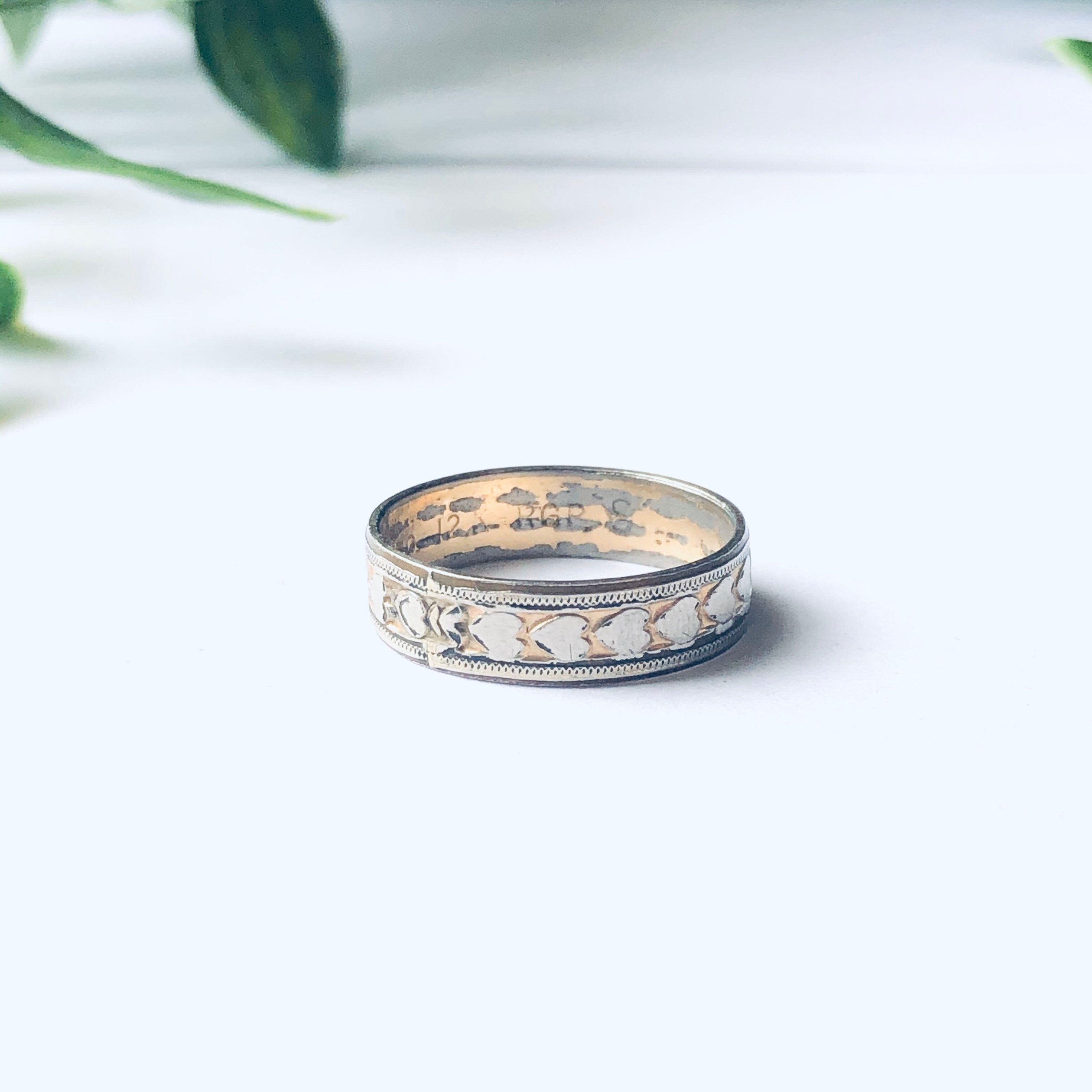 Vintage Heart Band Ring, Gold Filled Heart Ring, Stackable Ring, Stacking Ring, Vintage Jewelry, Thing Band Ring