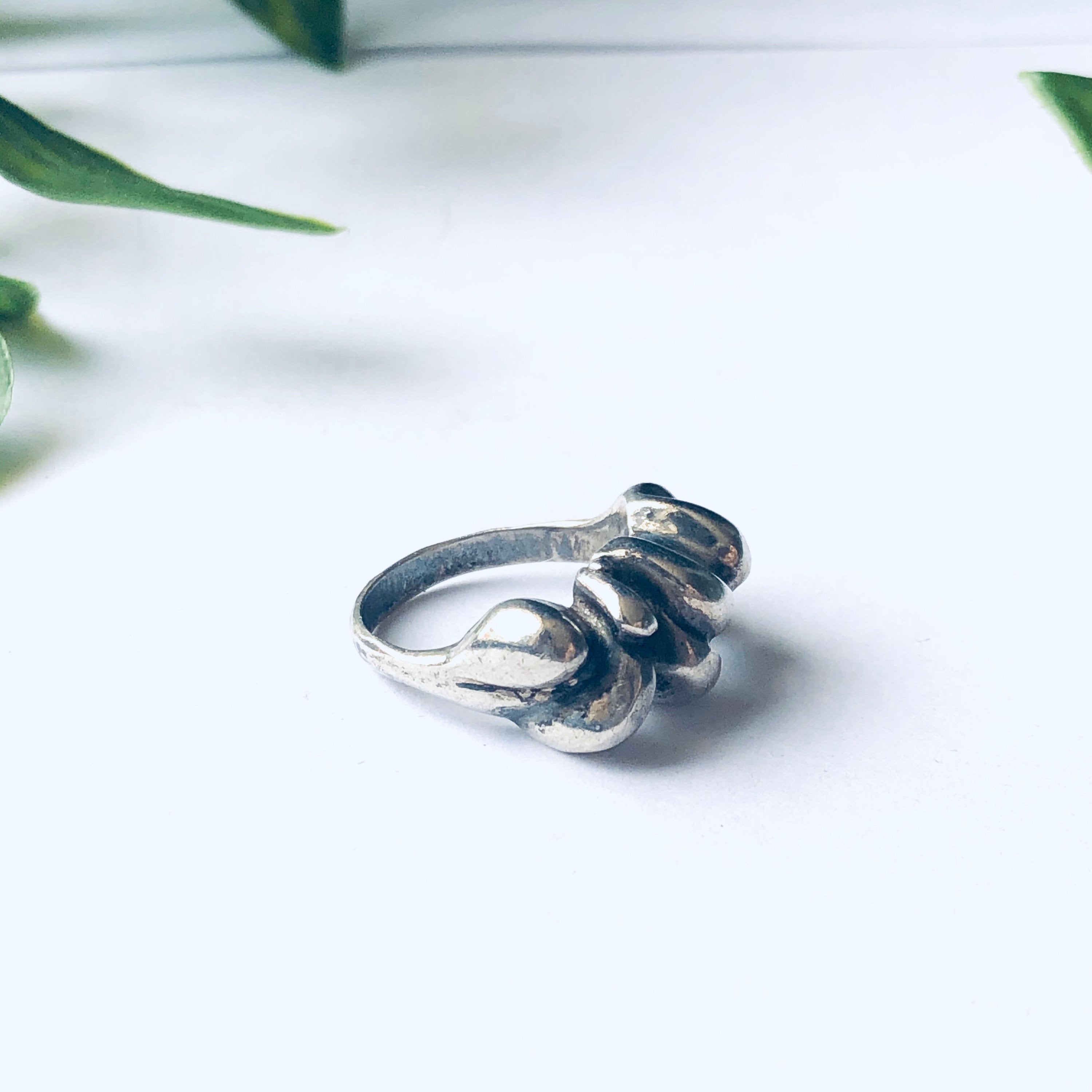 Vintage Silver Ring with Abstract Design, Unique Silver Ring, Vintage Jewelry, Gift for Mom, Mothers Day Gift