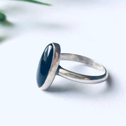 Simple Vintage Silver Ring with Black Onyx Stone, Silver and Onyx Ring, Oval Shaped Onyx Gemstone, Unique Vintage Ring