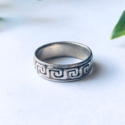 Vintage Silver Ring with Geometric Design, Silver Band Ring, Thin Band Ring, Stacking Ring, Stackable Ring