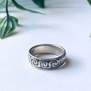 Vintage Silver Ring with Geometric Design, Silver Band Ring, Thin Band Ring, Stacking Ring, Stackable Ring