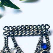 Vintage Layered Brooch, Layered Dangle Brooch, Unique Vintage Brooch, Vintage Costume Jewelry, Blue Gemstone Broocg, Heart Pin