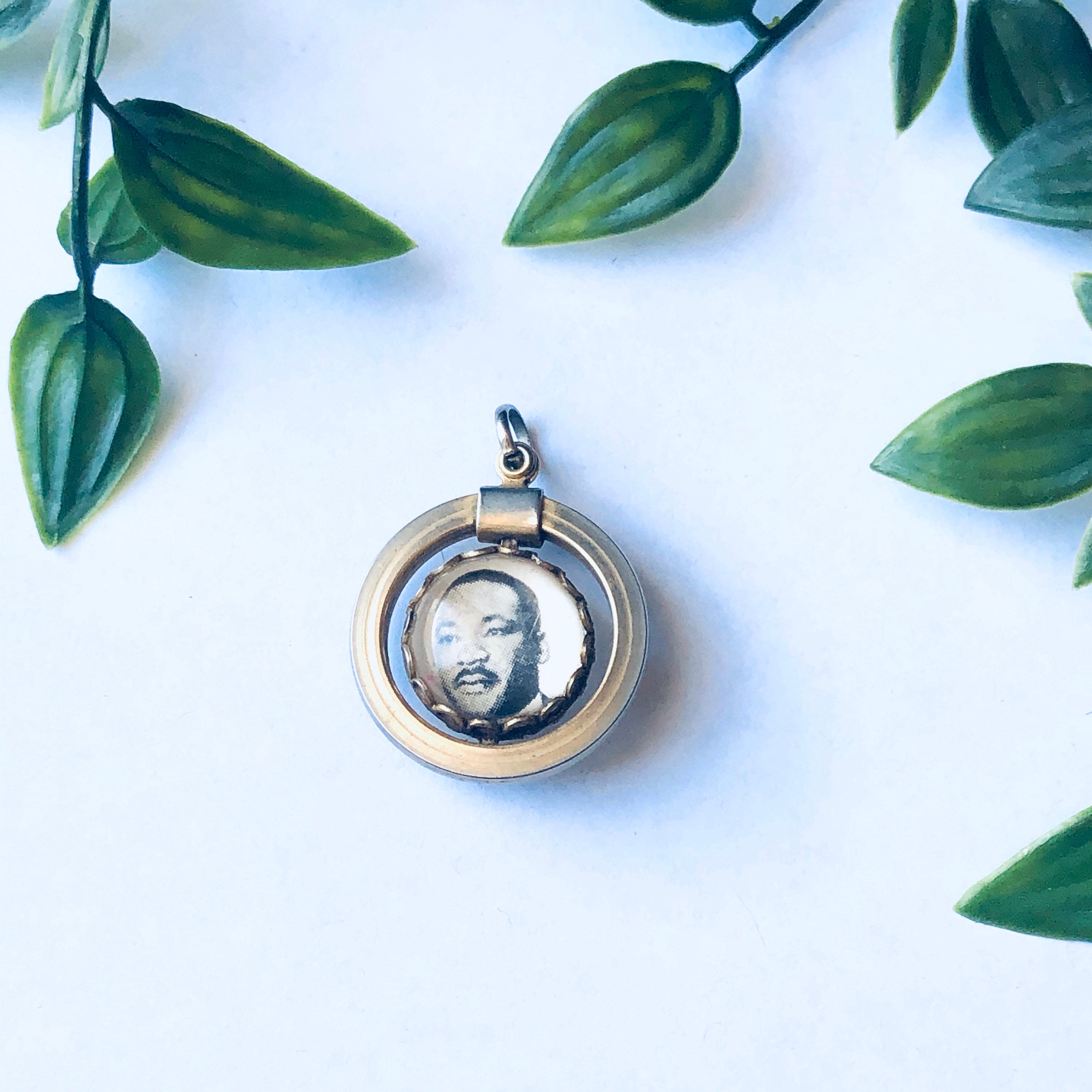 Vintage Gold Toned Pendant, Martin Luther King Jr Pendant, Spinner Pendant, I Have a Dream Pendant, Memorial Jewelry, Unique Spinner Pendant