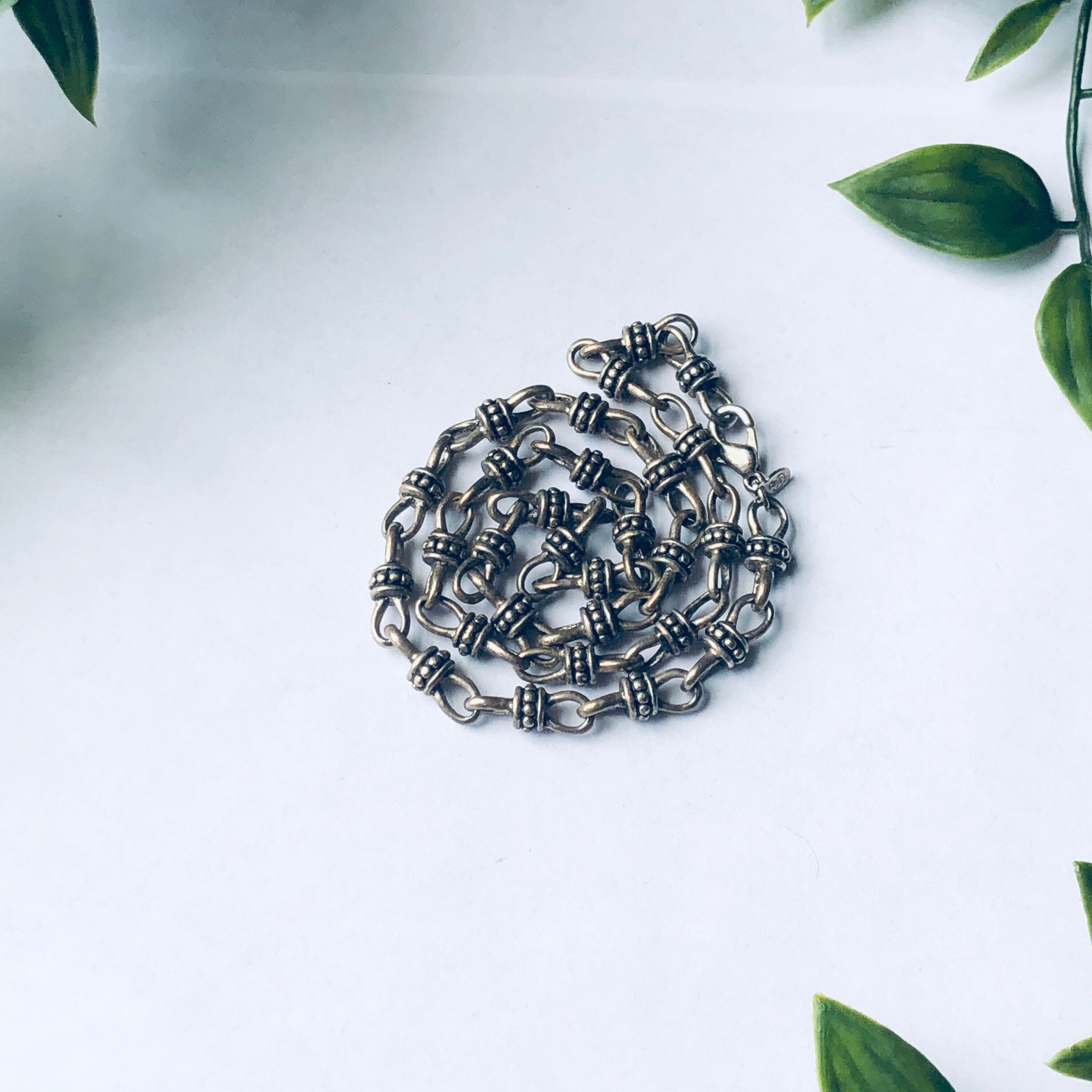 Vintage Silver Necklace, Large Silver Link Necklace, Unique Silver Jewelry, Thick Chain Neclace