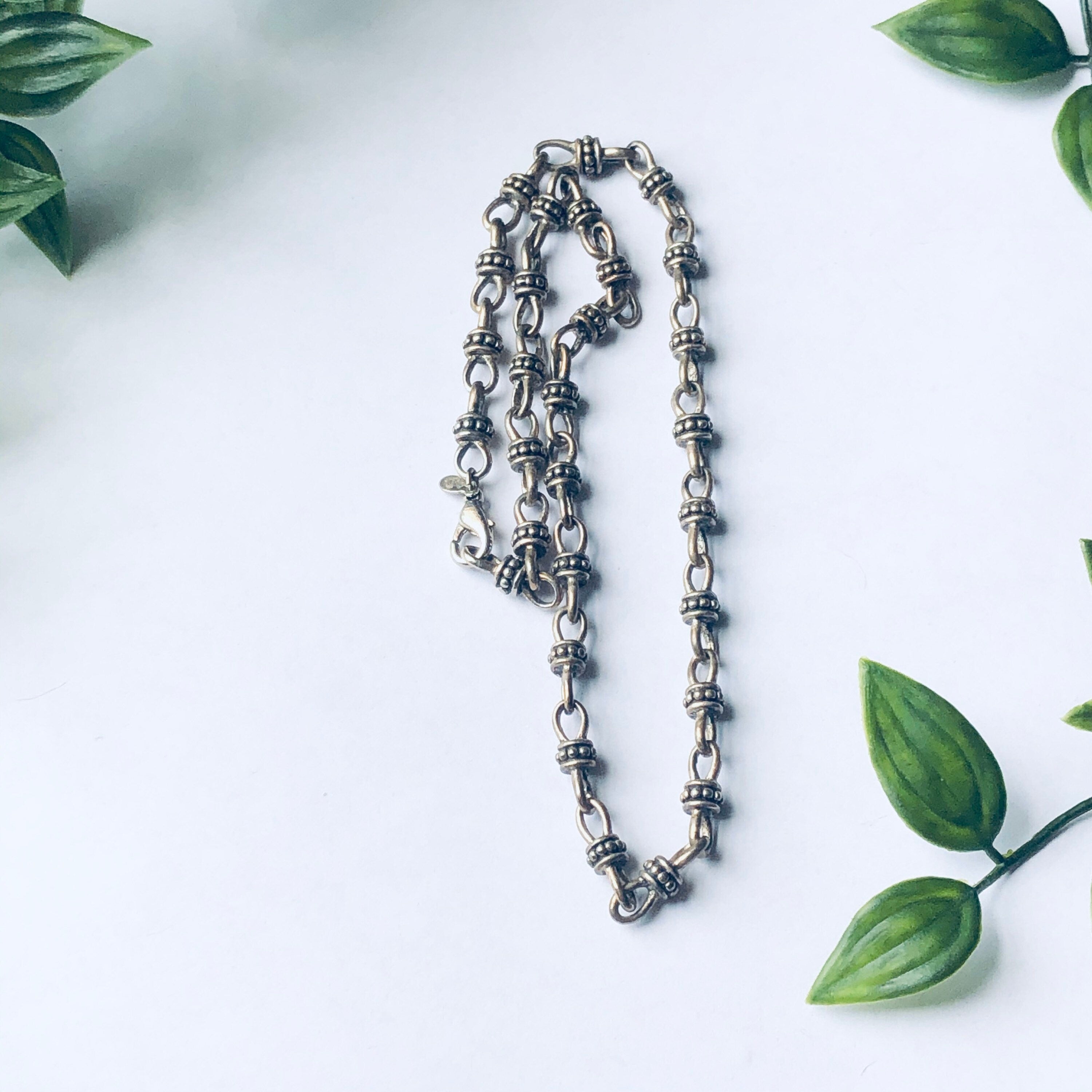Vintage Silver Necklace, Large Silver Link Necklace, Unique Silver Jewelry, Thick Chain Neclace