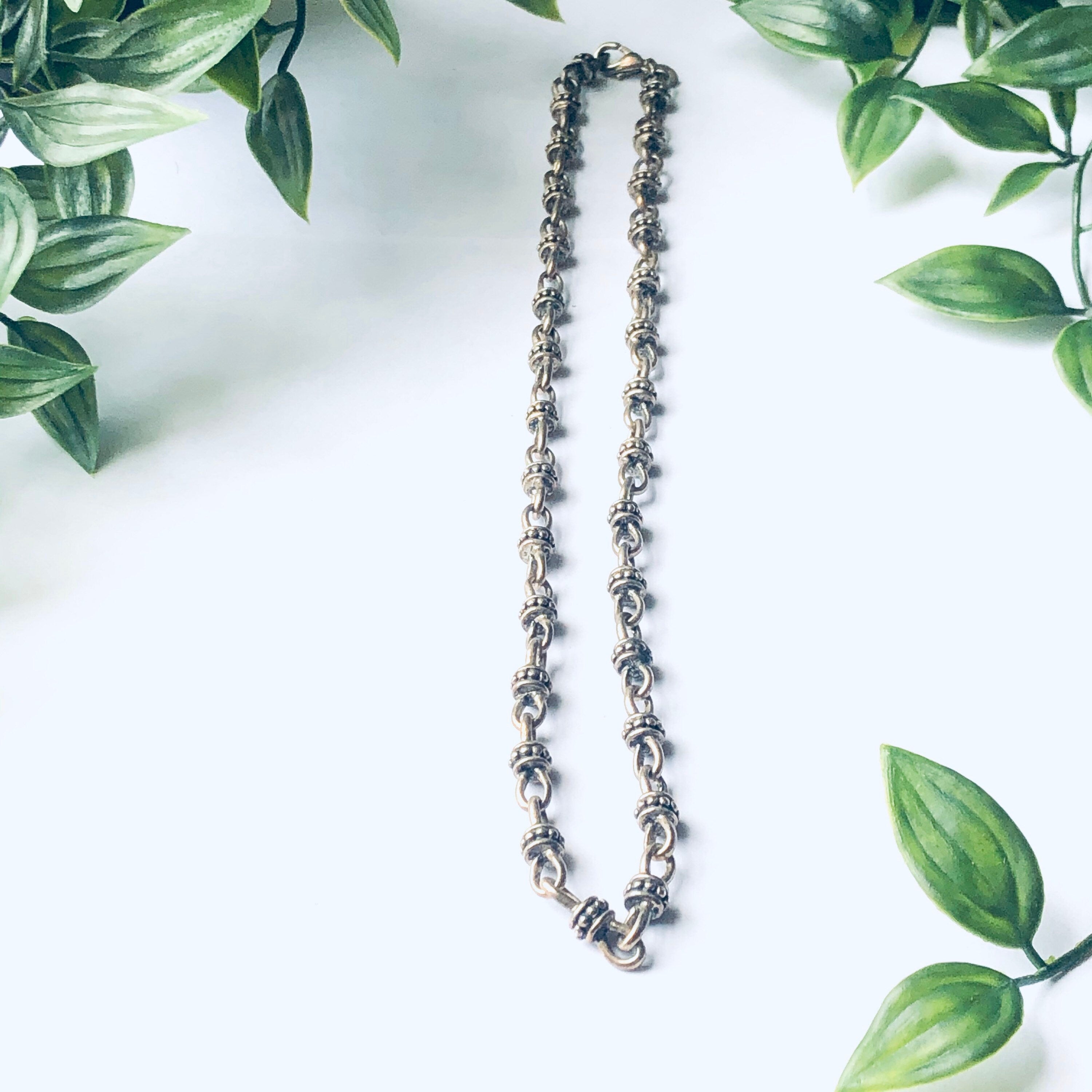 Vintage Silver Necklace, Large Silver Link Necklace, Unique Silver Jewelry, Thick Chain Neclace