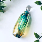Vintage Glass Perfume Bottle, Unique Perfume Bottle, Vintage Glass Bottle, Vintage Perfume, Textured Glass, Green and Yellow Bottle