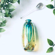 Vintage Glass Perfume Bottle, Unique Perfume Bottle, Vintage Glass Bottle, Vintage Perfume, Textured Glass, Green and Yellow Bottle