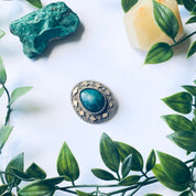 Vintage Silver Brooch and Pendant, Green Stone Pendant, flower Jewelry, Floral Design Pin, Mothers Day Gift
