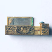 G Tutunzi Roma Vanity Lipstick Case with Mirror, Enamel Lipstick Holder, Etched Lipstick Tube, Reusable Lipstick Holder with Box