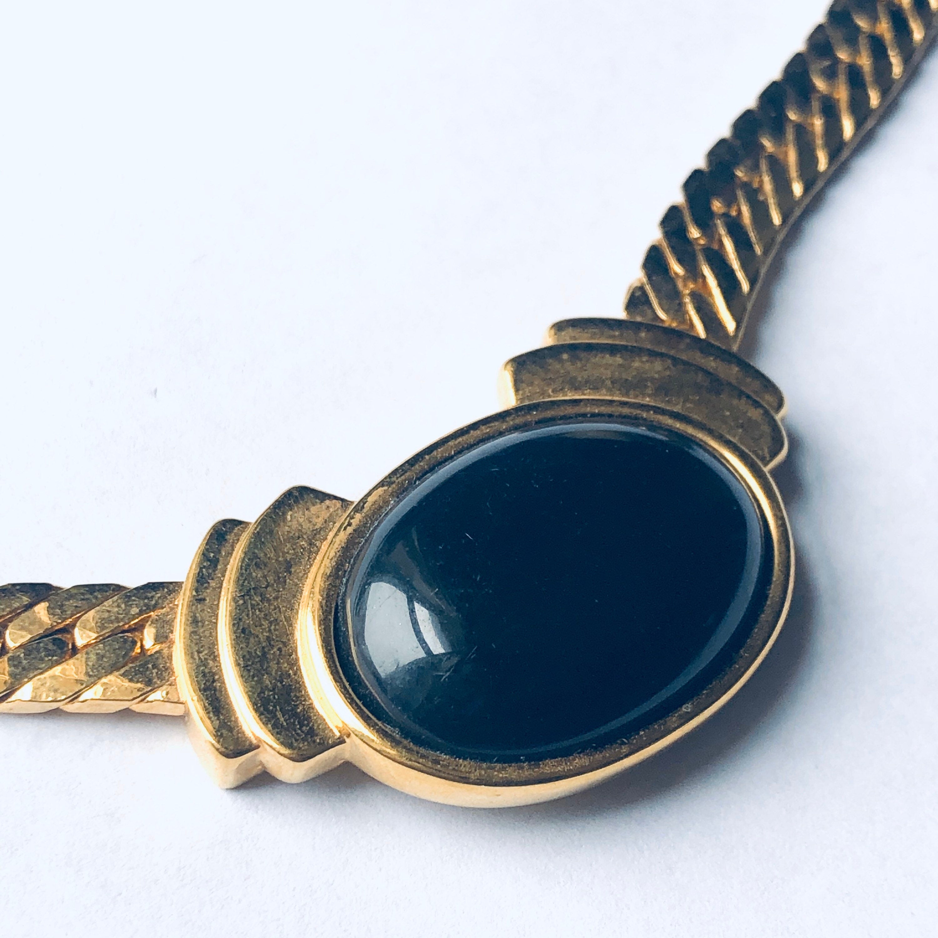 Vintage Gold Toned Napier Necklace, Vintage Costume Jewelry, Black and Gold Necklace, Statement Jewelry