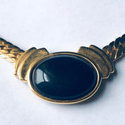 Vintage Gold Toned Napier Necklace, Vintage Costume Jewelry, Black and Gold Necklace, Statement Jewelry