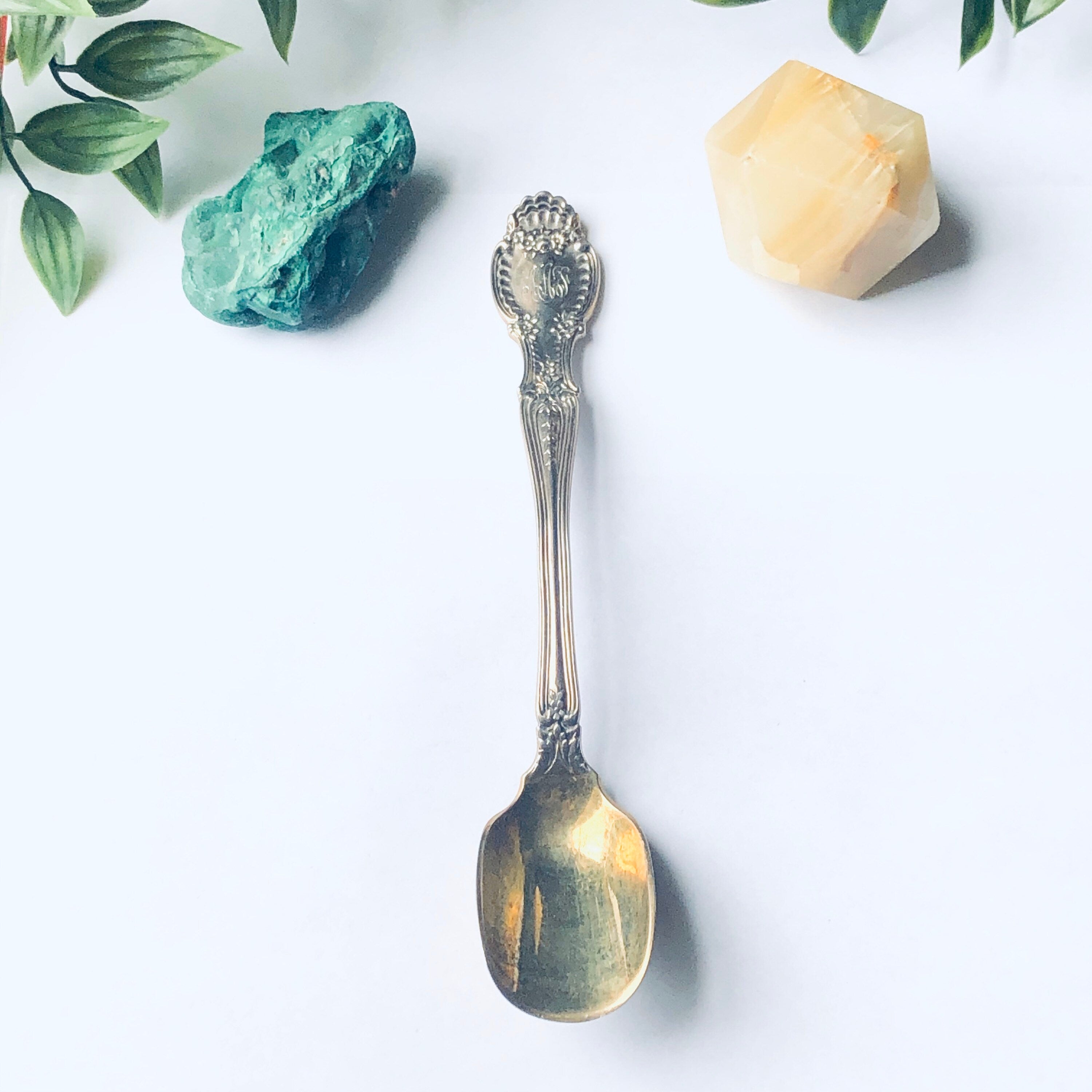 Antique Tiffany & Co Sterling Silver Sugar Shover Spoon Monogrammed Gold Wash