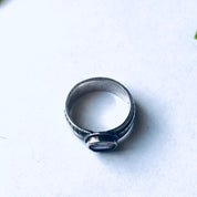 Vintage Silver Band Ring with Light Pink Gemstone, Pale Pink Gemstone Ring, Thin Band Ring, Pink and Silver Ring