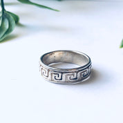 Vintage Silver Ring with Geometric Design, Silver Band Ring, Thin Band Ring, Stacking Ring, Stackable Ring