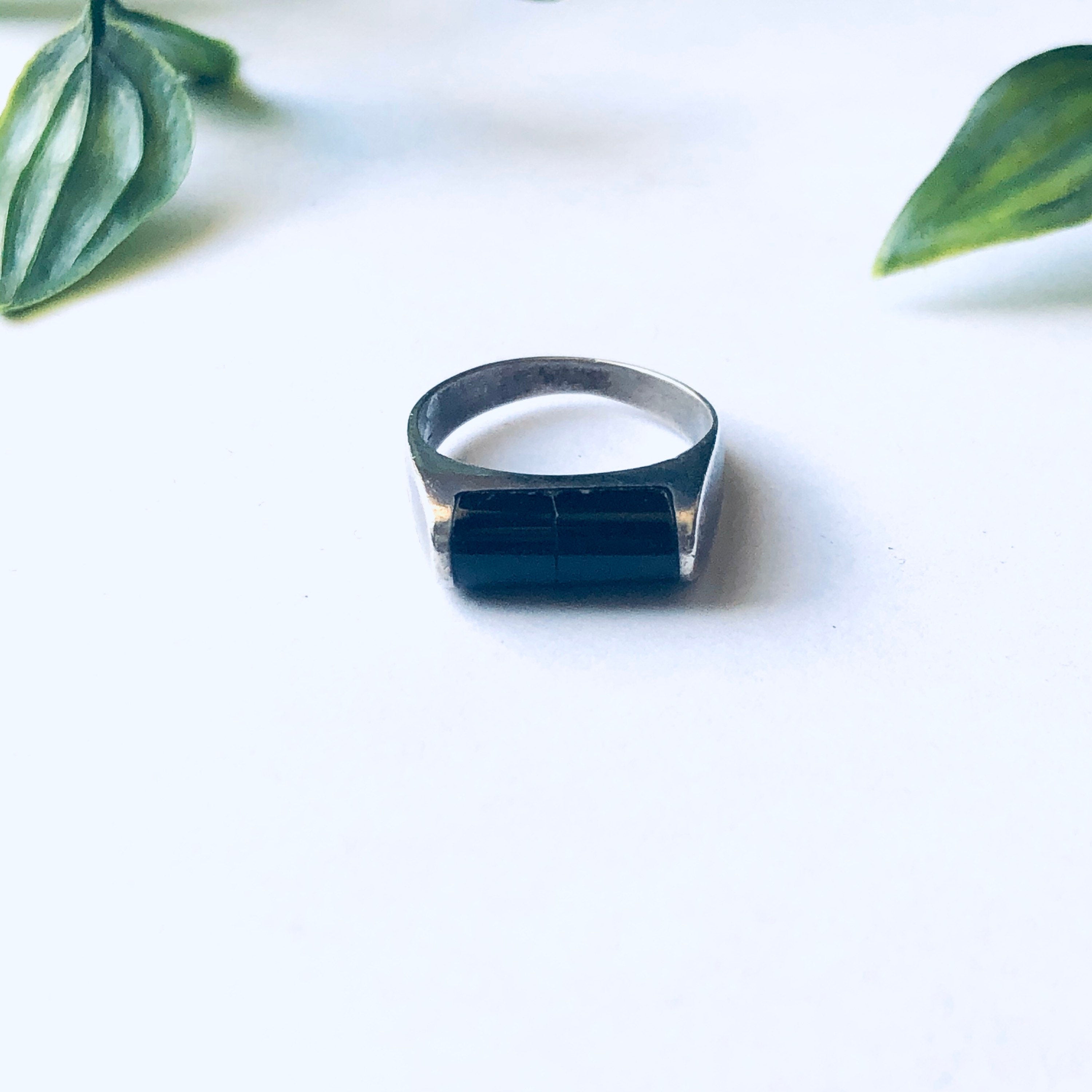 Vintage Silver Ring with Onyx Stone, Silver Stacking Ring, Black Onyx Ring, Silver and Black Jewelry, Minimalist Jewelry