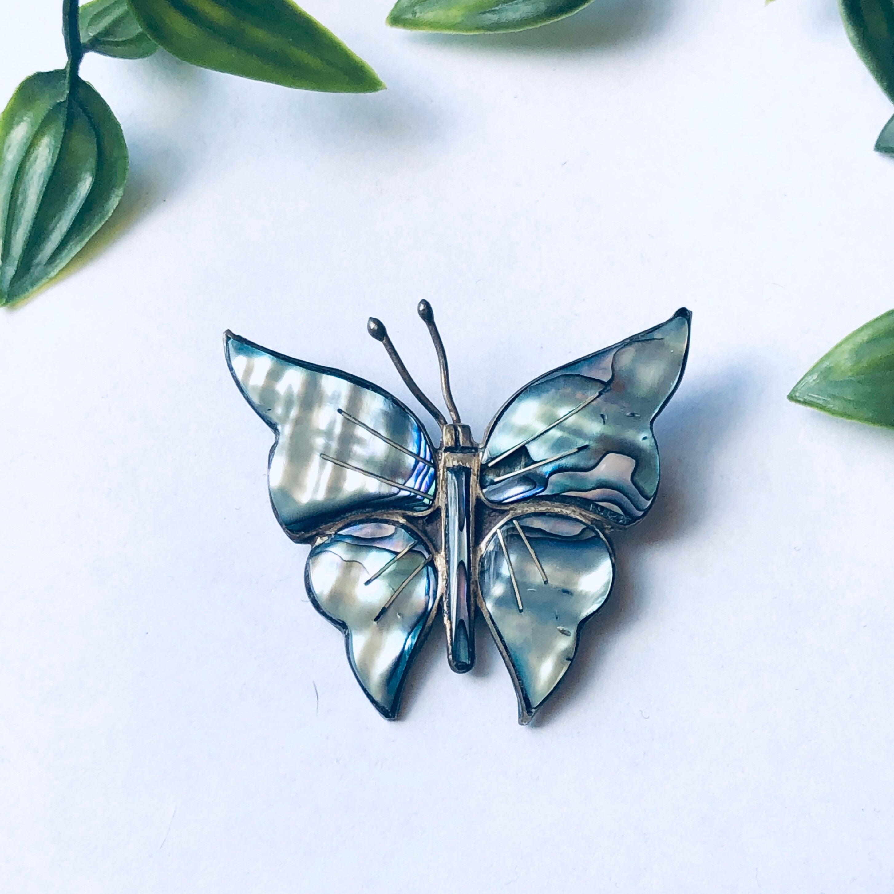 Vintage Silver Butterfly Brooch, Abalone Butterfly Brooch, Silver and Abalone Jewelry, Vintage Shell Brooch, Insect Jewelry, Vintage Pin