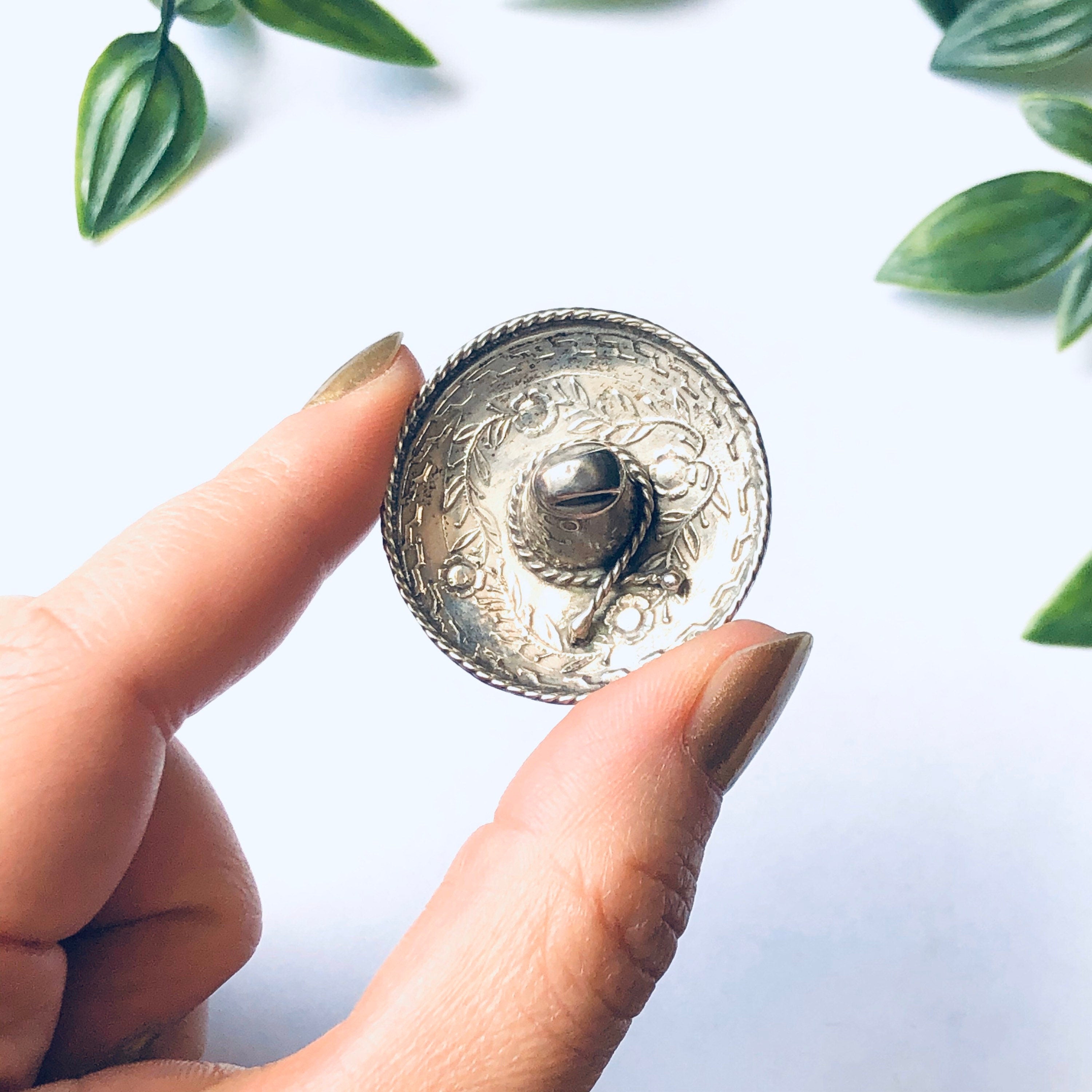 Vintage Hat Brooch, Sombrero Brooch, Vintage Silver Hat Brooch, Mexican Sombrero Brooch, Vintage Silver Pin