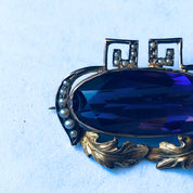 Vintage 10K Gold Brooch, Purple and Gold Pin, 10K Yellow Gold Brooch, Vintage Gold Pin, Purple Gemstone Brooch, Pearl Pin