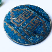 Large Vintage Silver Brooch, Silver and Blue Pin, Round Vintage Brooch, Blue Inlay Pin, Geometric Design Pin, Blue Gemstone Jewelry