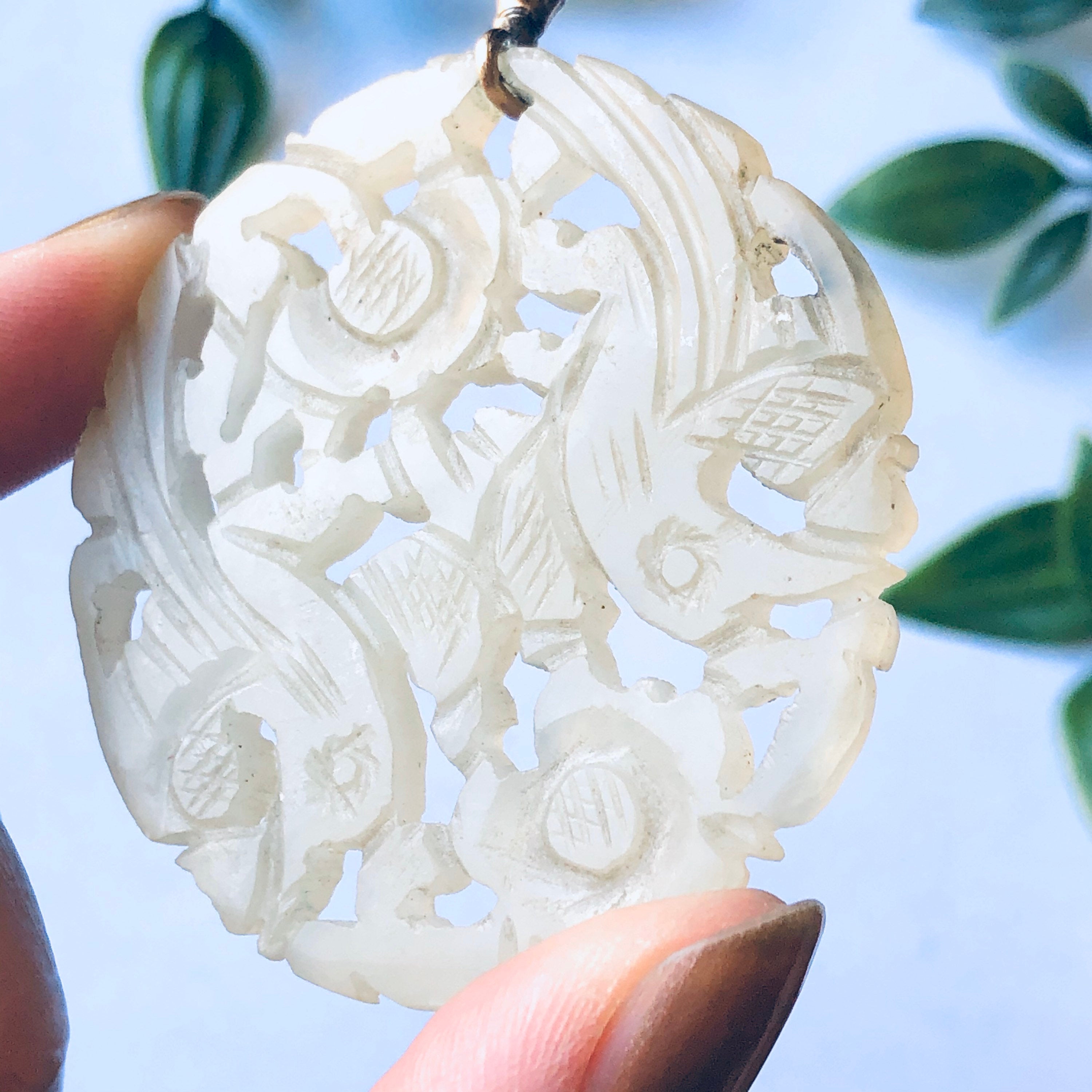 Large Vintage Jade Pedant, Asian Style Pendant, Vintage Jade Jewelry, Unique Carved Pendant, Round Jade Carved Pendant