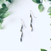 Vintage Silver Swirl Earrings, Silver Dangle Earrings, Minimalist Jewelry, Long Silver Earrings, Silver Spiral Earrings