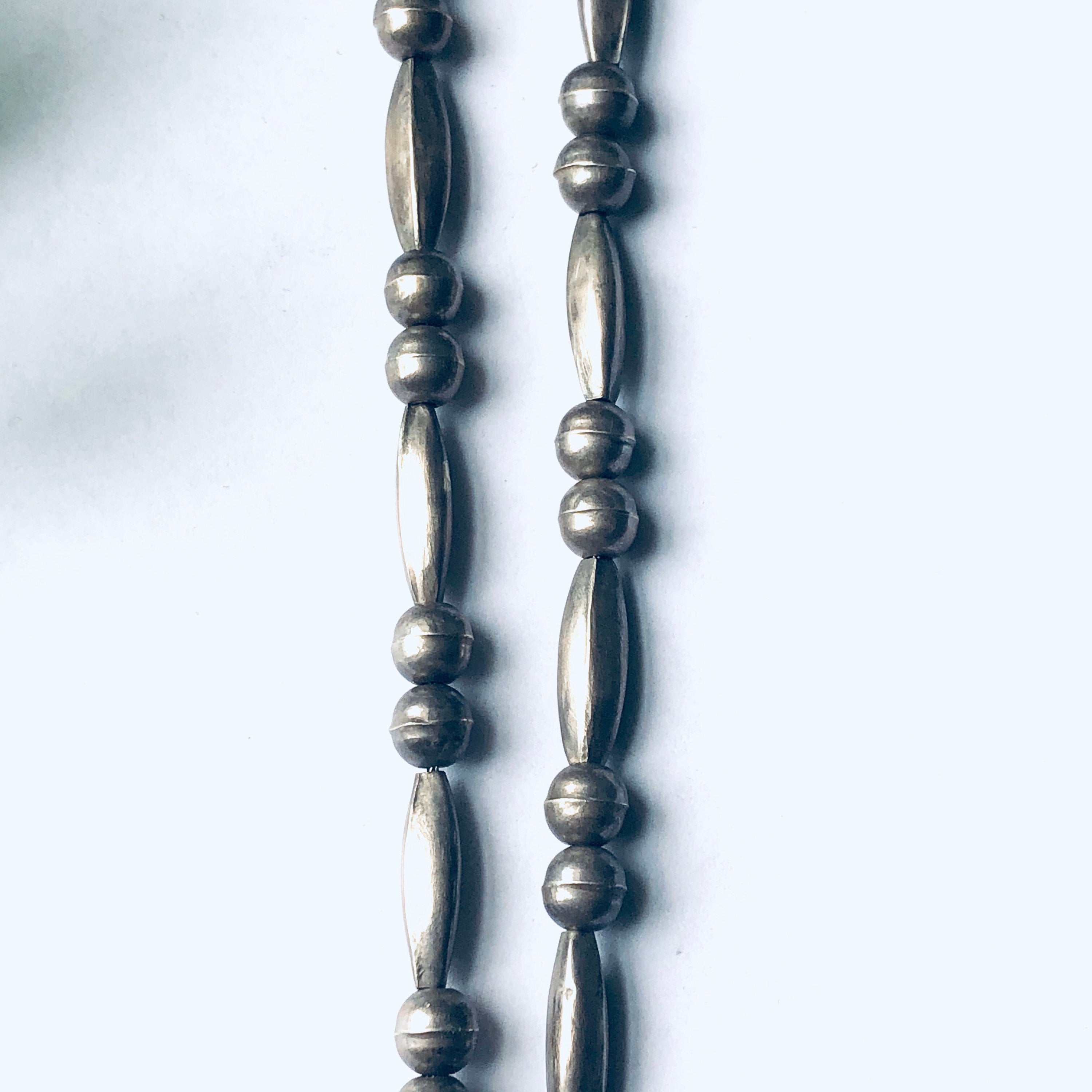Vintage Silver Beaded Necklace with Turquoise Pendant, Southwestern Style Jewelry, Turquoise Pendant, Long Necklace, Unique Jewelry