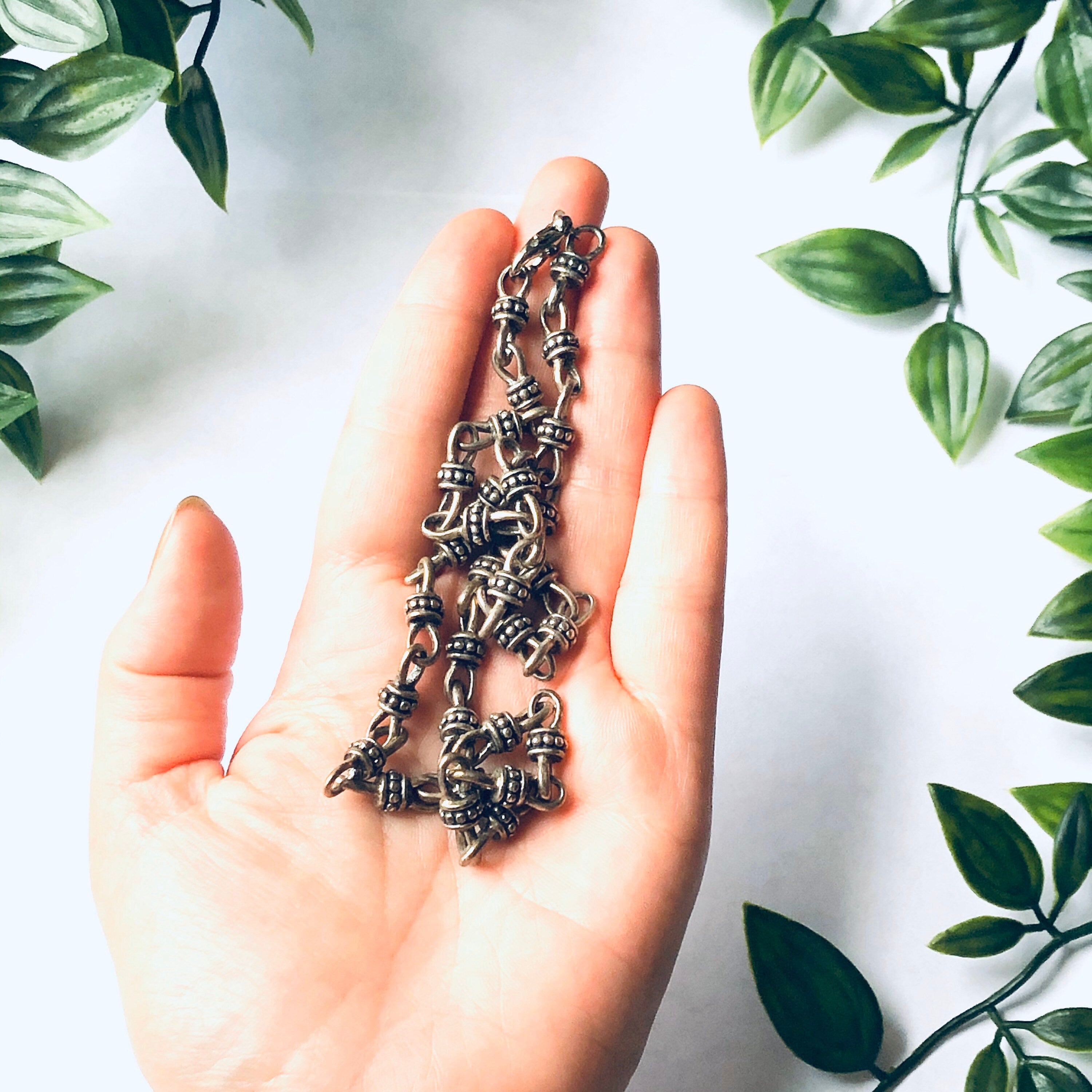Vintage Silver Necklace, Large Silver Link Necklace, Unique Silver Jewelry, Thick Chain Neclace