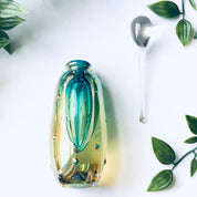 Vintage Glass Perfume Bottle, Unique Perfume Bottle, Vintage Glass Bottle, Vintage Perfume, Textured Glass, Green and Yellow Bottle